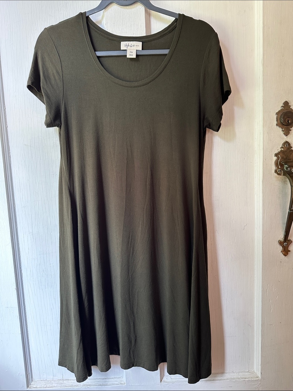 Style & Co. Olive Scoop Neck Short Sleeve Tunic